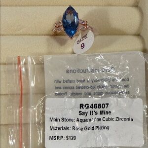 Say It's Mine Rose Gold Aquamarine Ring - Blue